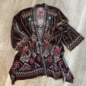 JOHNNY WAS velvet kimono, L